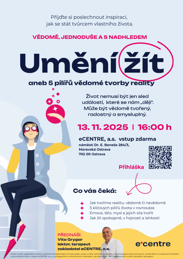 Pozvánka na přednášku "Umění žít". eCENTRE, a.s.
